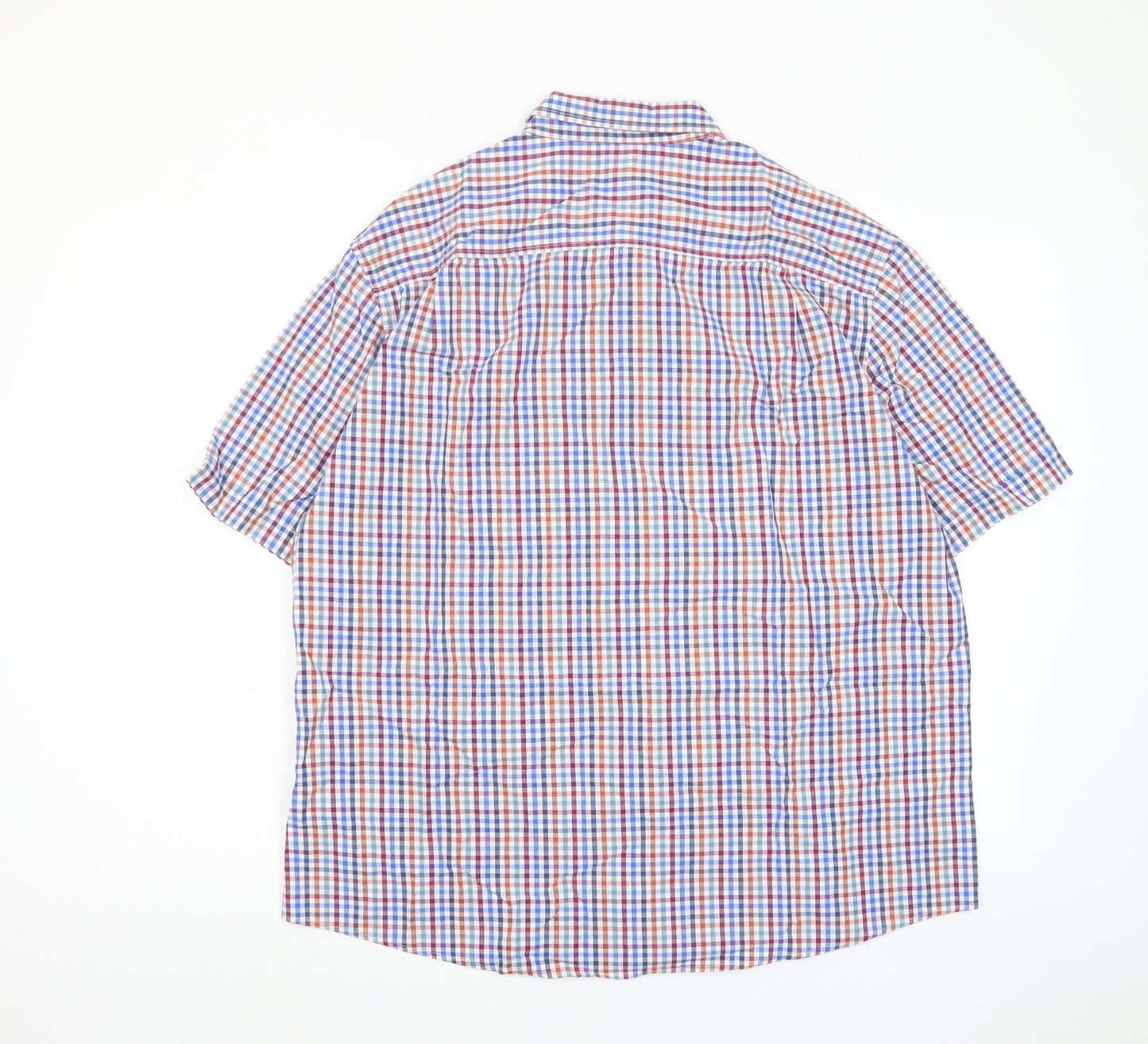 Marks and Spencer Mens Multicoloured Plaid Cotton Button-Up Size XL Collared Button