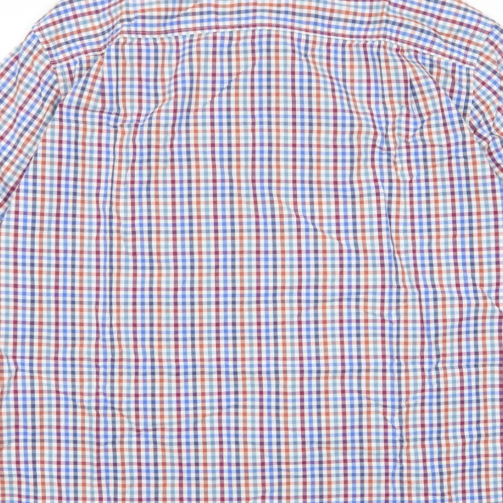 Marks and Spencer Mens Multicoloured Plaid Cotton Button-Up Size XL Collared Button