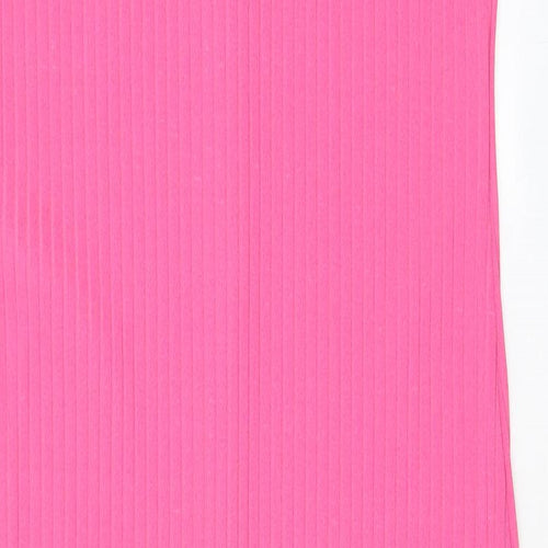 Zara Womens Pink Polyester A-Line Size L Scoop Neck Pullover - Frill, Buttons