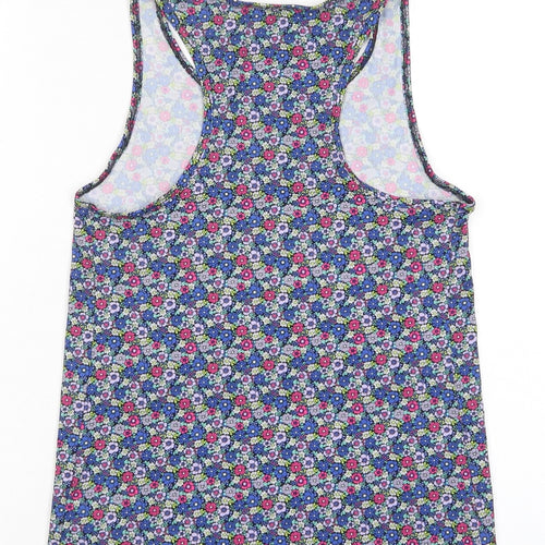GOODMOVE Womens Multicoloured Floral Polyester Basic Tank Size 6 Scoop Neck Pullover