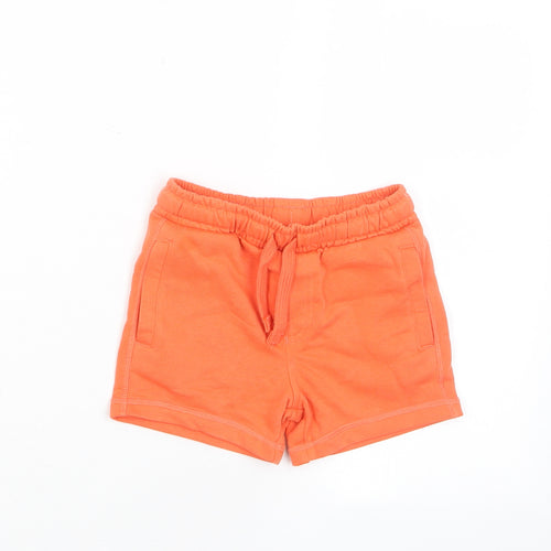 Marks and Spencer Boys Orange Cotton Sweat Shorts Size 2-3 Years Regular Drawstring - Pockets