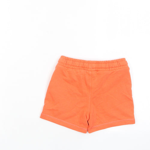 Marks and Spencer Boys Orange Cotton Sweat Shorts Size 2-3 Years Regular Drawstring - Pockets