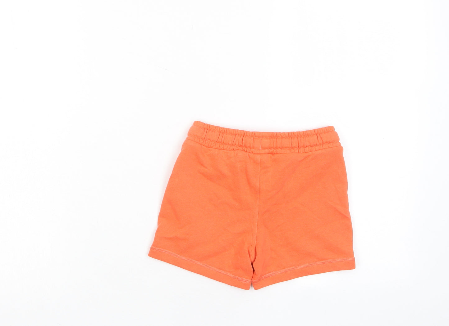 Marks and Spencer Boys Orange Cotton Sweat Shorts Size 2-3 Years Regular Drawstring - Pockets