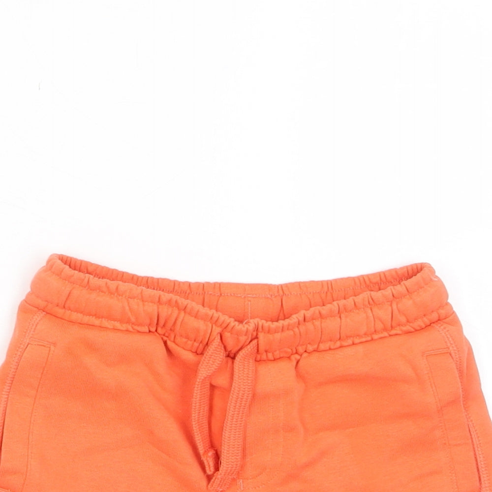 Marks and Spencer Boys Orange Cotton Sweat Shorts Size 2-3 Years Regular Drawstring - Pockets