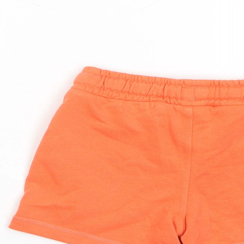 Marks and Spencer Boys Orange Cotton Sweat Shorts Size 2-3 Years Regular Drawstring - Pockets