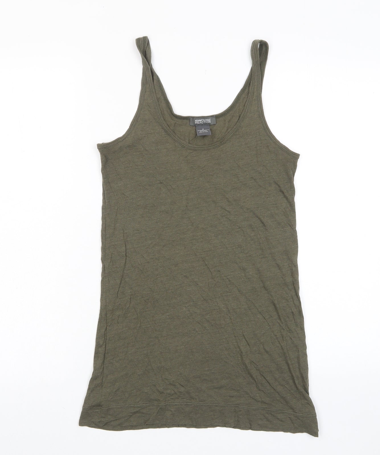 Kenneth Cole Reaction Womens Green Cotton Basic Tank Size M Scoop Neck