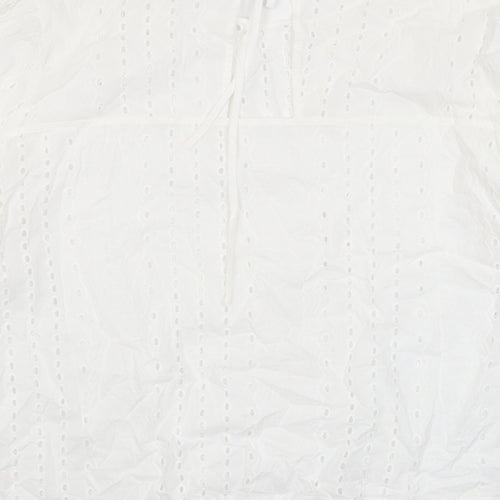 Marks and Spencer Womens White Cotton Basic T-Shirt Size 20 Crew Neck - Embroidered