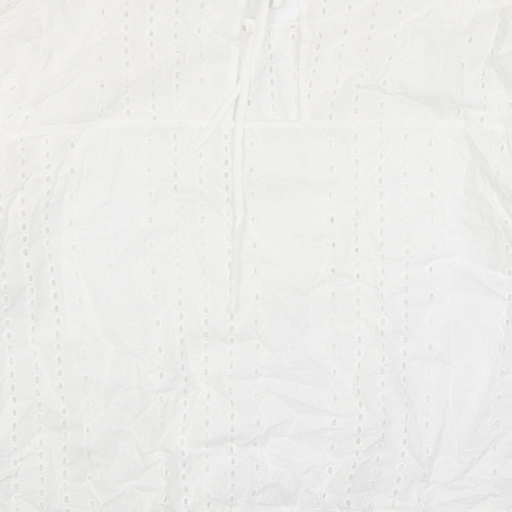 Marks and Spencer Womens White Cotton Basic T-Shirt Size 20 Crew Neck - Embroidered
