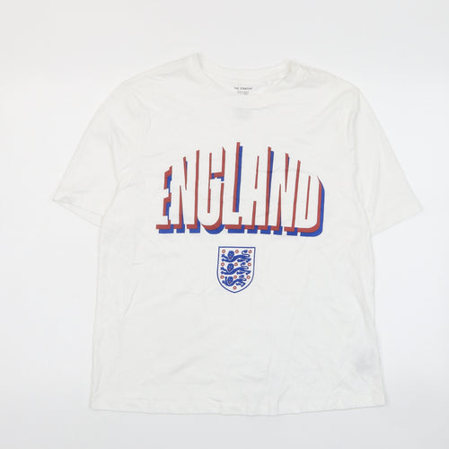 Marks and Spencer Womens White Cotton Basic T-Shirt Size 14 Crew Neck - England