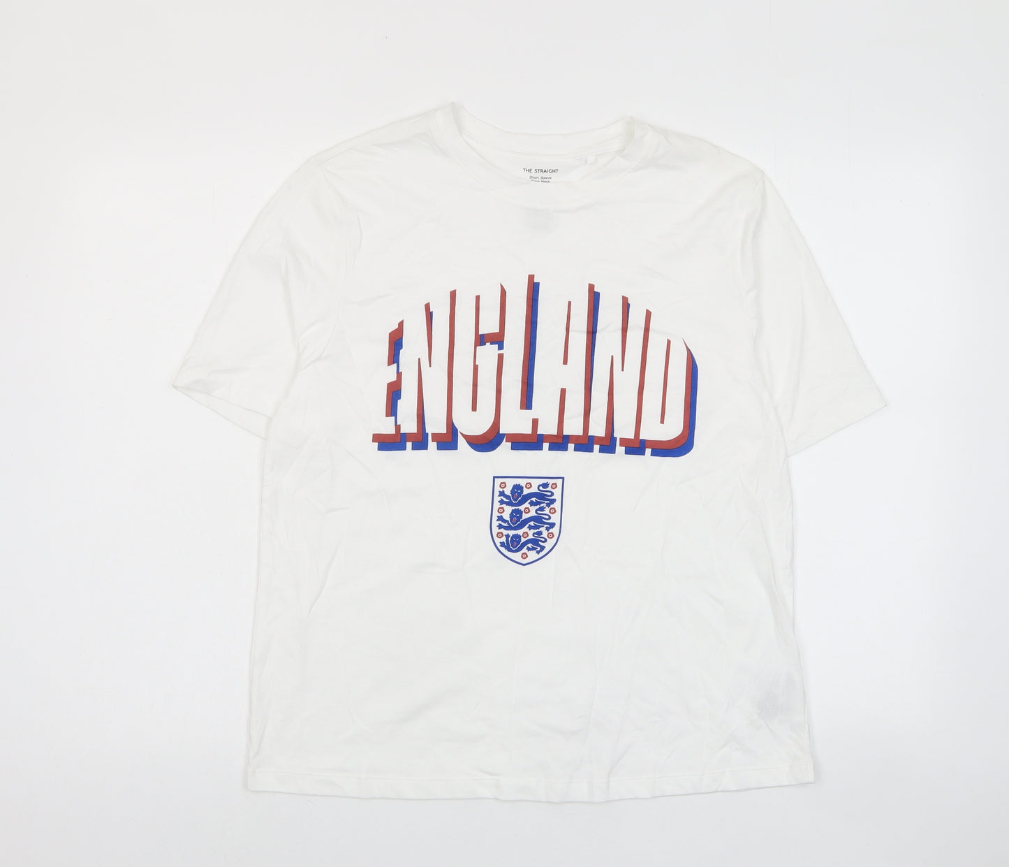 Marks and Spencer Womens White Cotton Basic T-Shirt Size 14 Crew Neck - England