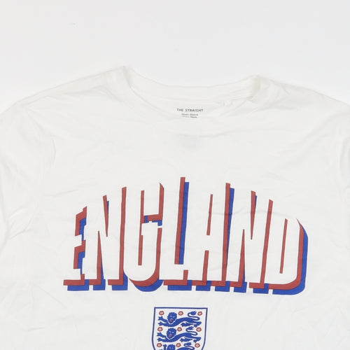 Marks and Spencer Womens White Cotton Basic T-Shirt Size 14 Crew Neck - England