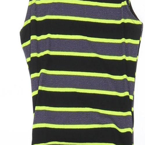 H&M Womens Multicoloured Striped Polyester Bodycon Size XS Crew Neck Pullover - Ruched Sides