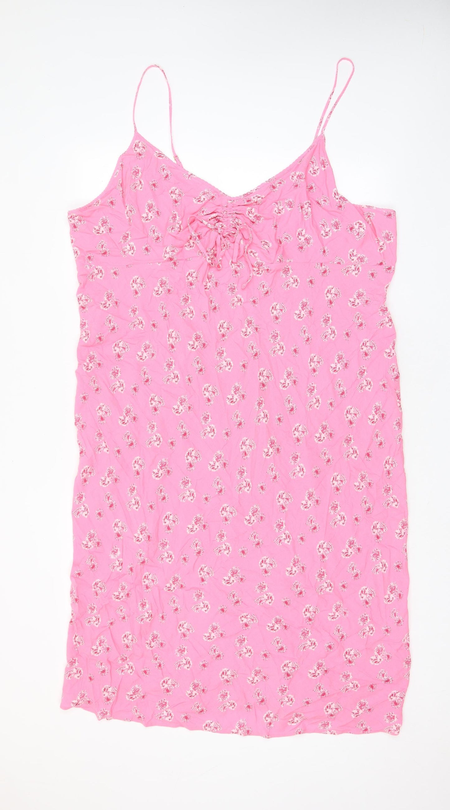 Marks and Spencer Womens Pink Floral Viscose Cami Dress Size 24