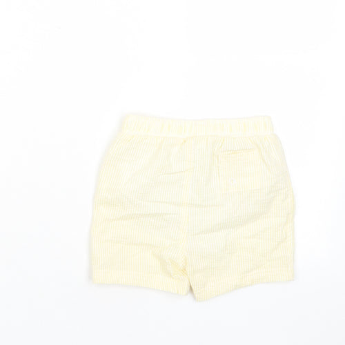 Marks and Spencer Boys Yellow Plaid Cotton Cropped Trousers Size 18-24 Months Drawstring