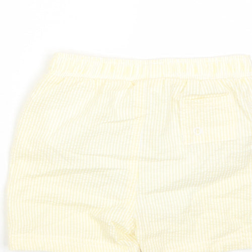 Marks and Spencer Boys Yellow Plaid Cotton Cropped Trousers Size 18-24 Months Drawstring