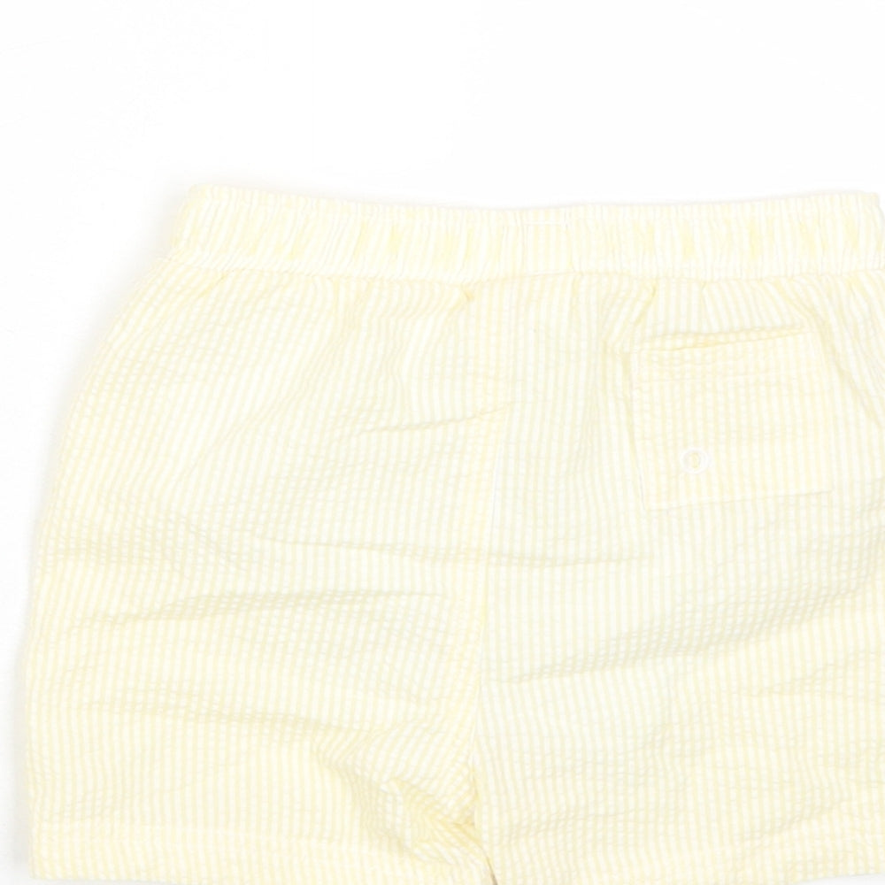 Marks and Spencer Boys Yellow Plaid Cotton Cropped Trousers Size 18-24 Months Drawstring