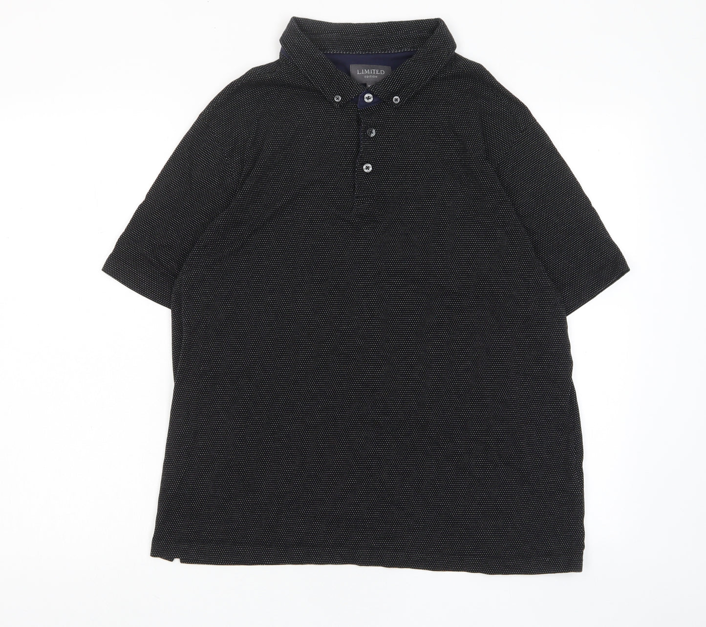 Marks and Spencer Mens Black Cotton Polo Size 2XL Collared Button
