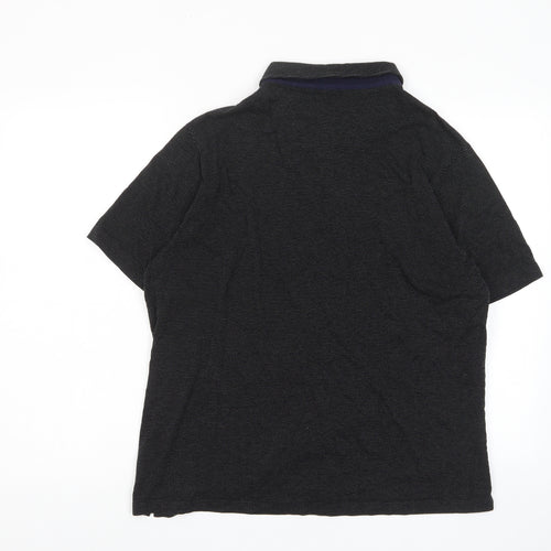 Marks and Spencer Mens Black Cotton Polo Size 2XL Collared Button