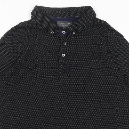 Marks and Spencer Mens Black Cotton Polo Size 2XL Collared Button