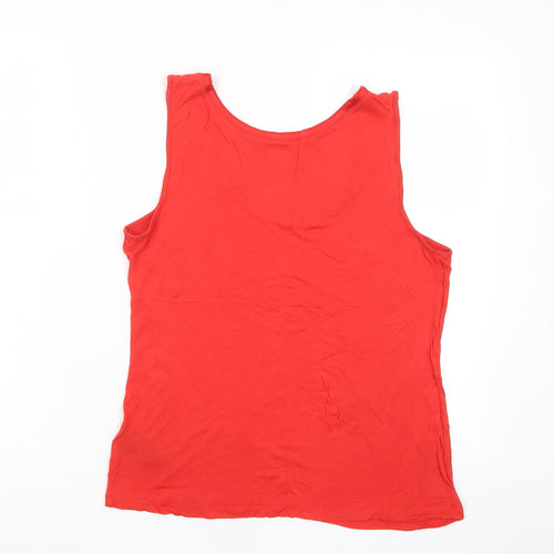 Oasis Womens Red Viscose Basic T-Shirt Size L Scoop Neck