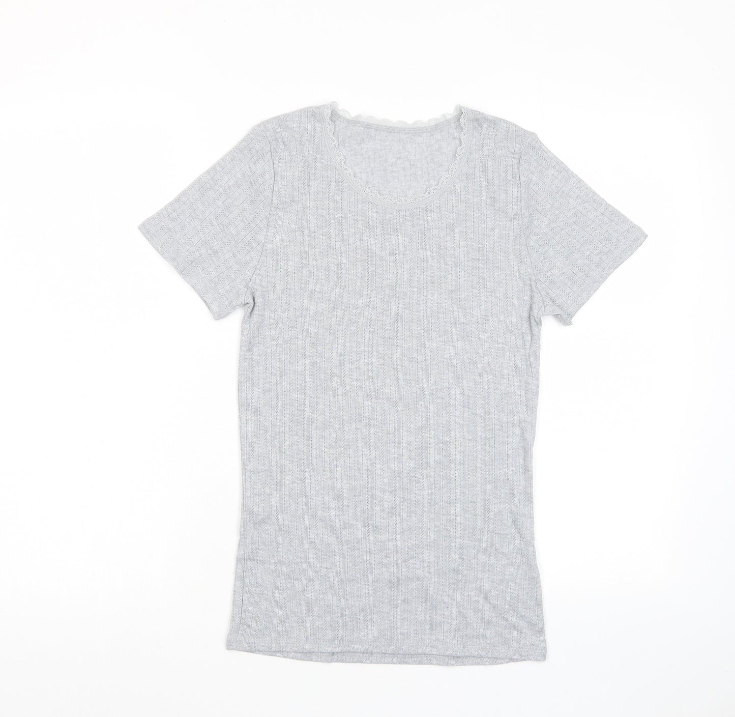 Marks and Spencer Womens Red Polyester Basic T-Shirt Size 12 V-Neck - Lace