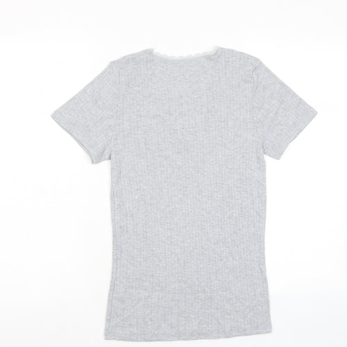 Marks and Spencer Womens Red Polyester Basic T-Shirt Size 12 V-Neck - Lace