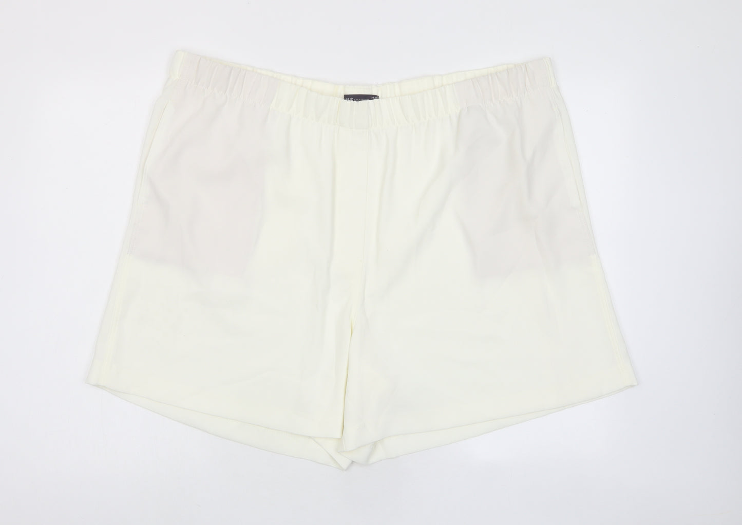 Marks and Spencer Womens Ivory Polyester Basic Shorts Size 24 L6 in Regular Pull On - Pockets