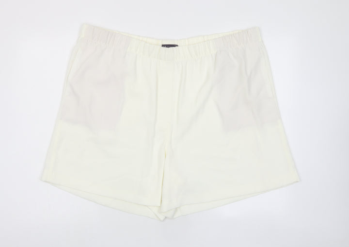Marks and Spencer Womens Ivory Polyester Basic Shorts Size 24 L6 in Regular Pull On - Pockets