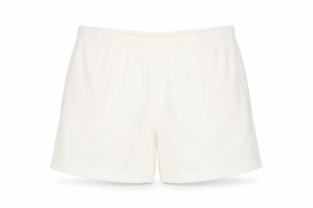 Marks & Spencer Womens Ivory Polyester Basic Shorts Size 24 L6 in Regular Pull On - Pockets