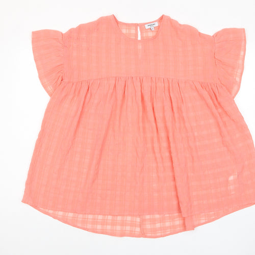 Simply Be Womens Pink Polyester Basic T-Shirt Size 14 Crew Neck - Pleated