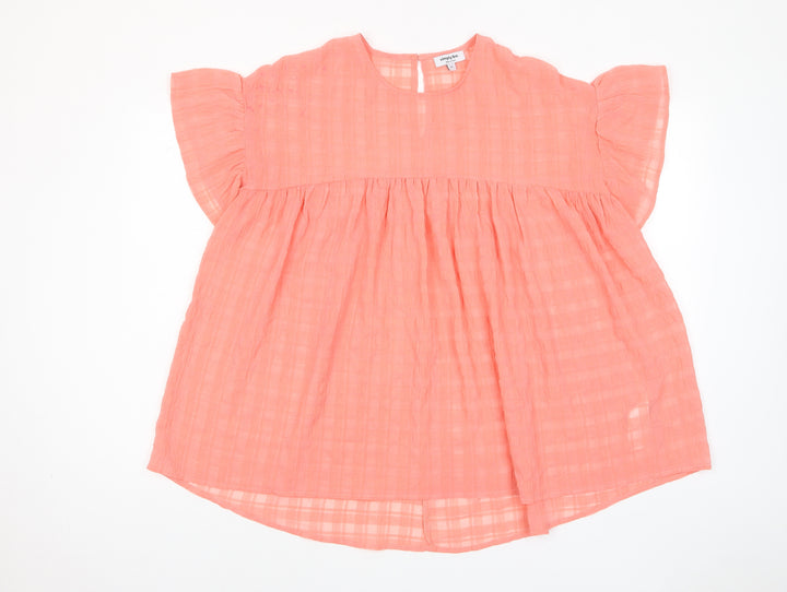 Simply Be Womens Pink Polyester Basic T-Shirt Size 14 Crew Neck - Pleated