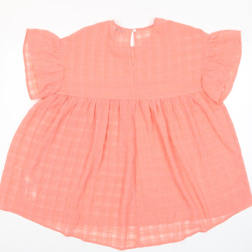 Simply Be Womens Pink Polyester Basic T-Shirt Size 14 Crew Neck - Pleated