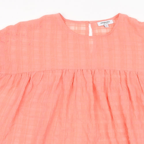 Simply Be Womens Pink Polyester Basic T-Shirt Size 14 Crew Neck - Pleated