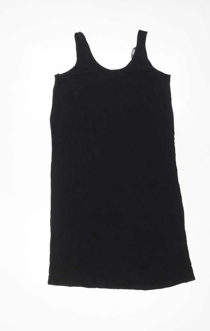 Marks and Spencer Womens Black Viscose Tank Dress Size S Scoop Neck Pullover