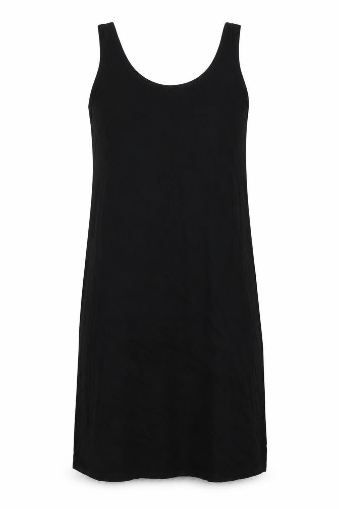 Marks and Spencer Womens Black Viscose Tank Dress Size S Scoop Neck Pullover