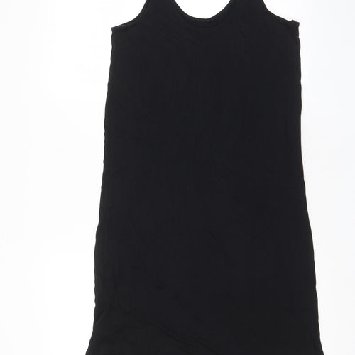 Marks and Spencer Womens Black Viscose Tank Dress Size S Scoop Neck Pullover