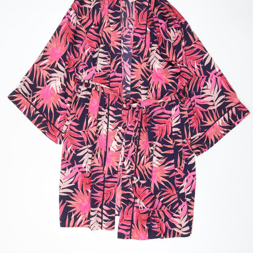 John Lewis Womens Pink Geometric Polyester Top Gown Size L - Tie Front