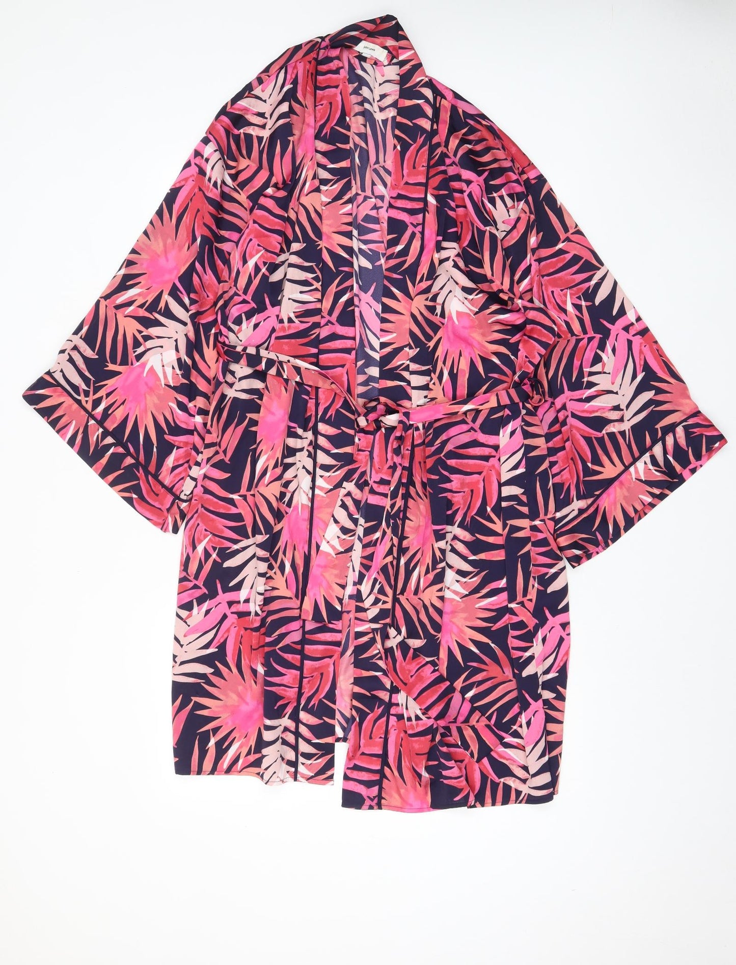 John Lewis Womens Pink Geometric Polyester Top Gown Size L - Tie Front