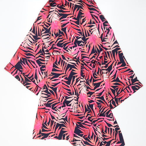 John Lewis Womens Pink Geometric Polyester Top Gown Size L - Tie Front