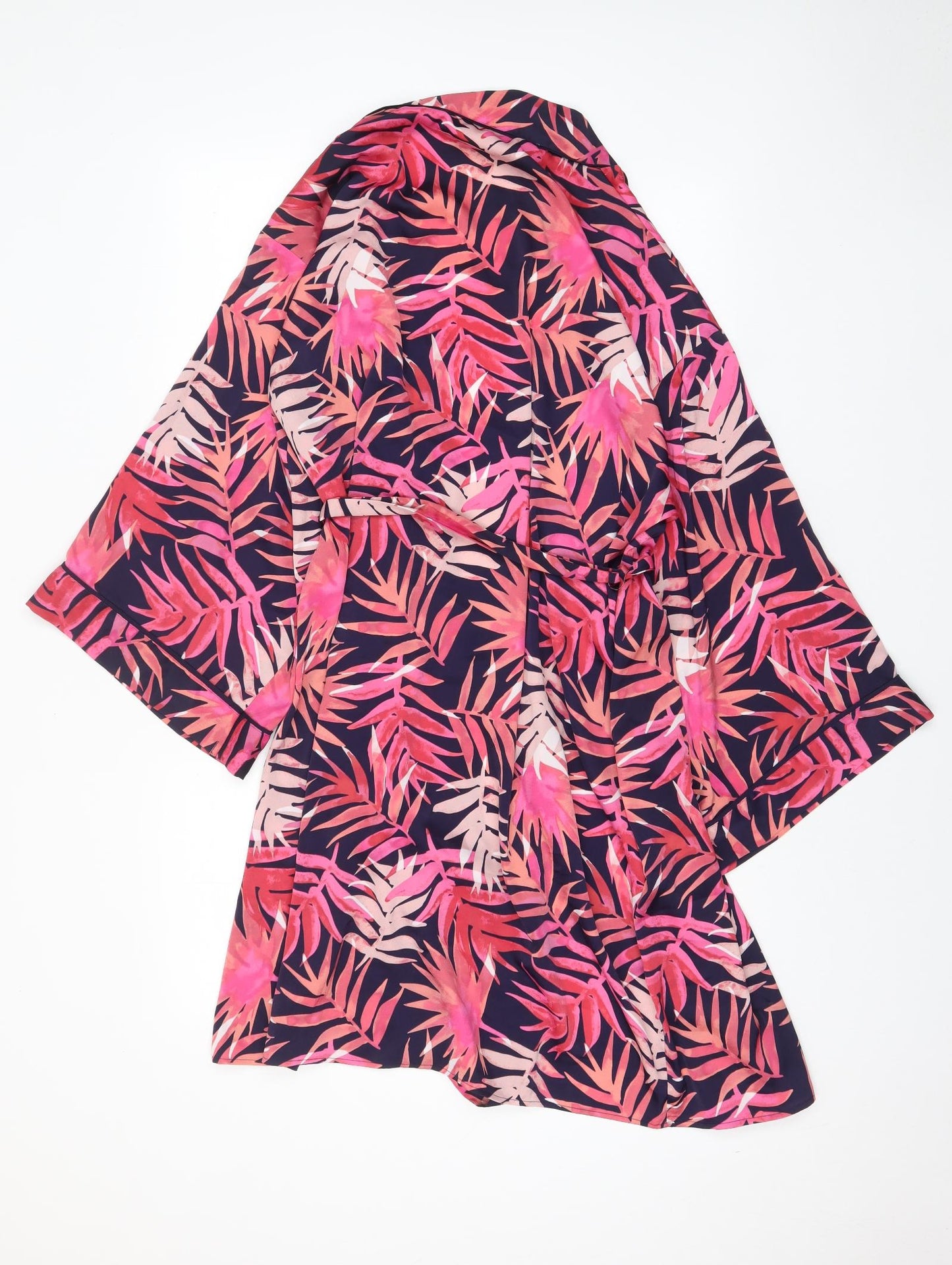 John Lewis Womens Pink Geometric Polyester Top Gown Size L - Tie Front