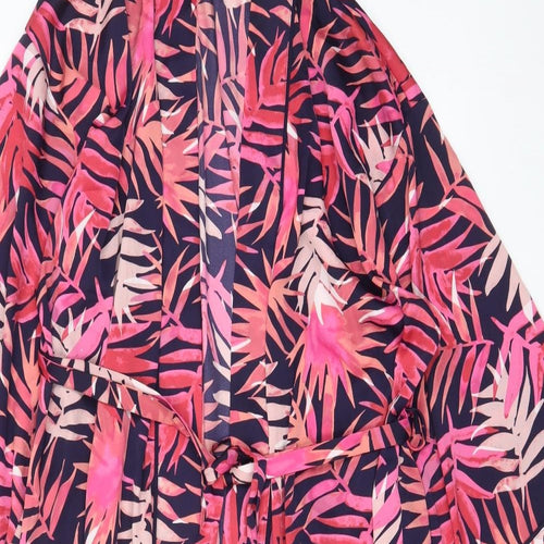John Lewis Womens Pink Geometric Polyester Top Gown Size L - Tie Front
