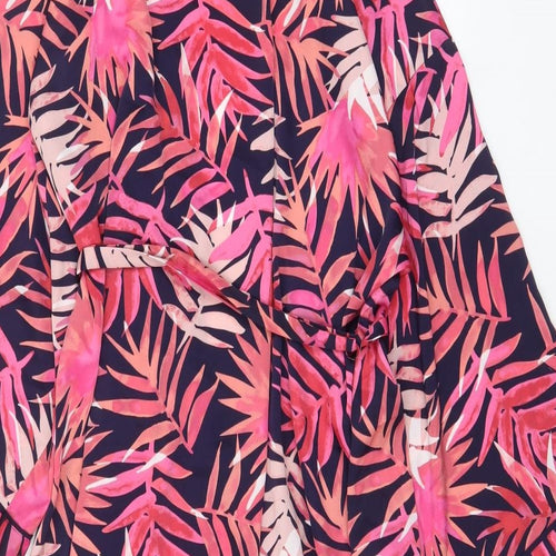 John Lewis Womens Pink Geometric Polyester Top Gown Size L - Tie Front