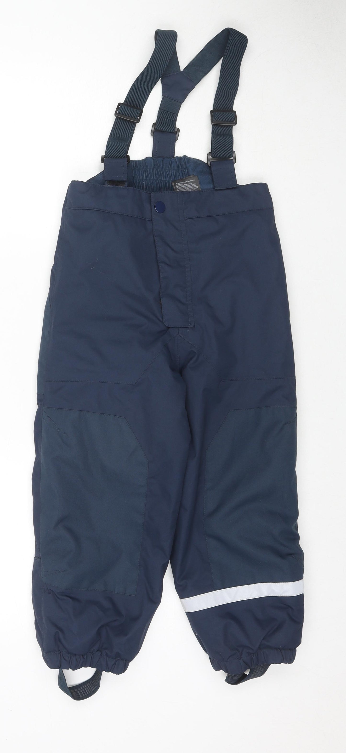 H&M Boys Blue Polyester Dungarees Trousers Size 4-5 Years Regular Snap - Waterproof Shell Trousers