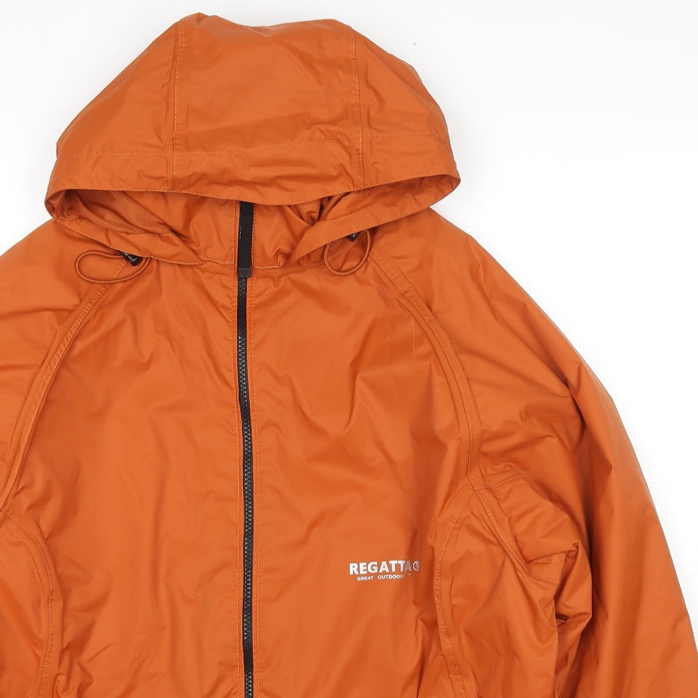 Regatta Mens Orange Rain Coat Jacket Size M Zip - Waterproof