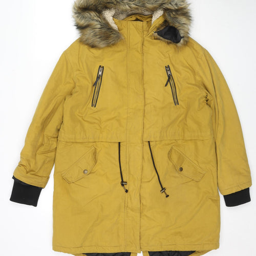 Debenhams Womens Yellow Parka Jacket Size 12 Zip