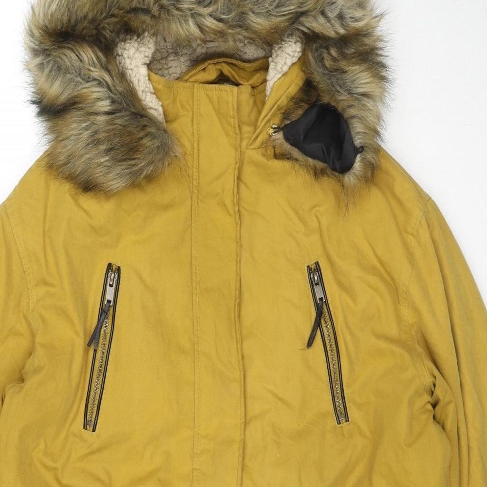 Debenhams Womens Yellow Parka Jacket Size 12 Zip