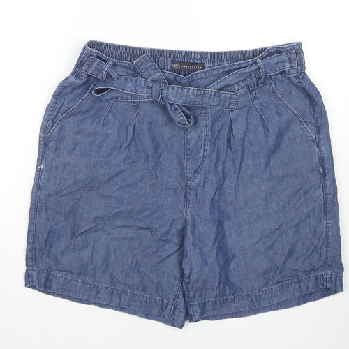 Marks and Spencer Womens Blue Lyocell Mom Shorts Size 12 L5 in Regular Drawstring