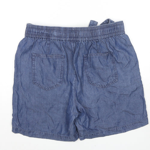 Marks and Spencer Womens Blue Lyocell Mom Shorts Size 12 L5 in Regular Drawstring