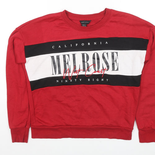 New Look Womens Red Polyester Pullover Sweatshirt Size 8 Pullover - Melrose California West Coast
