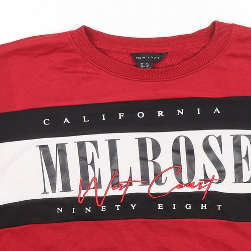 New Look Womens Red Polyester Pullover Sweatshirt Size 8 Pullover - Melrose California West Coast